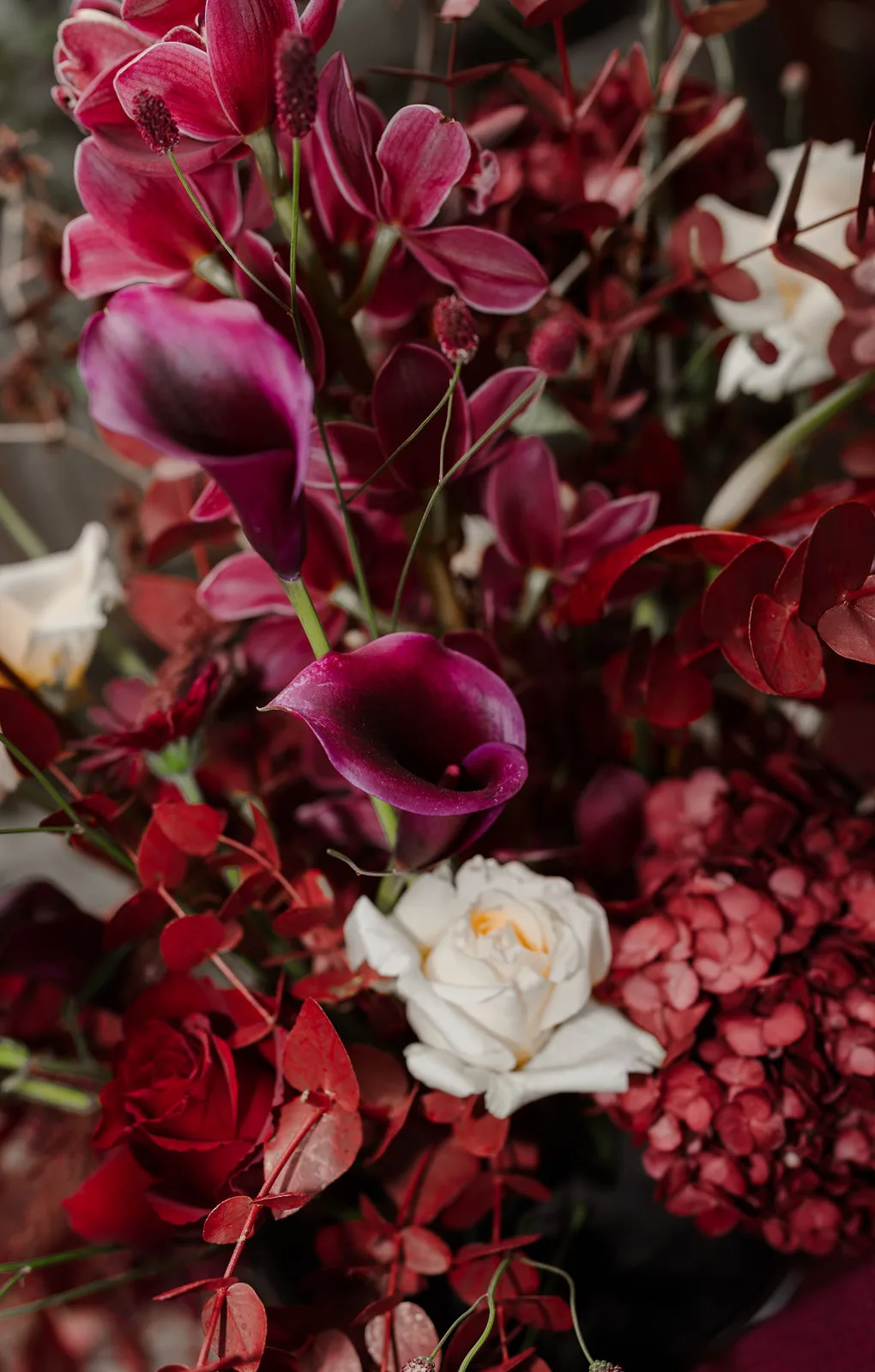 Bouquet bordeaux et blanc